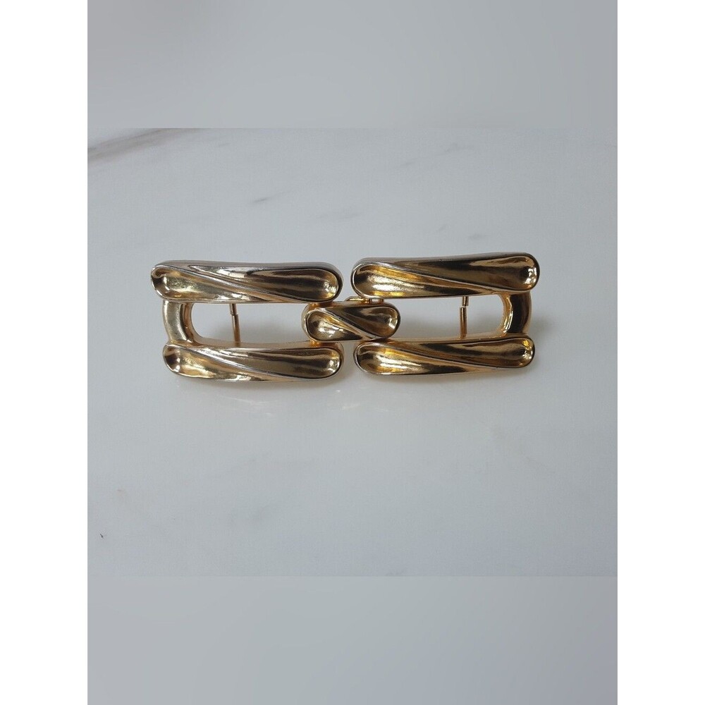 Gold Tone 2 Pc Interlocking Link Statement Belt Buckle